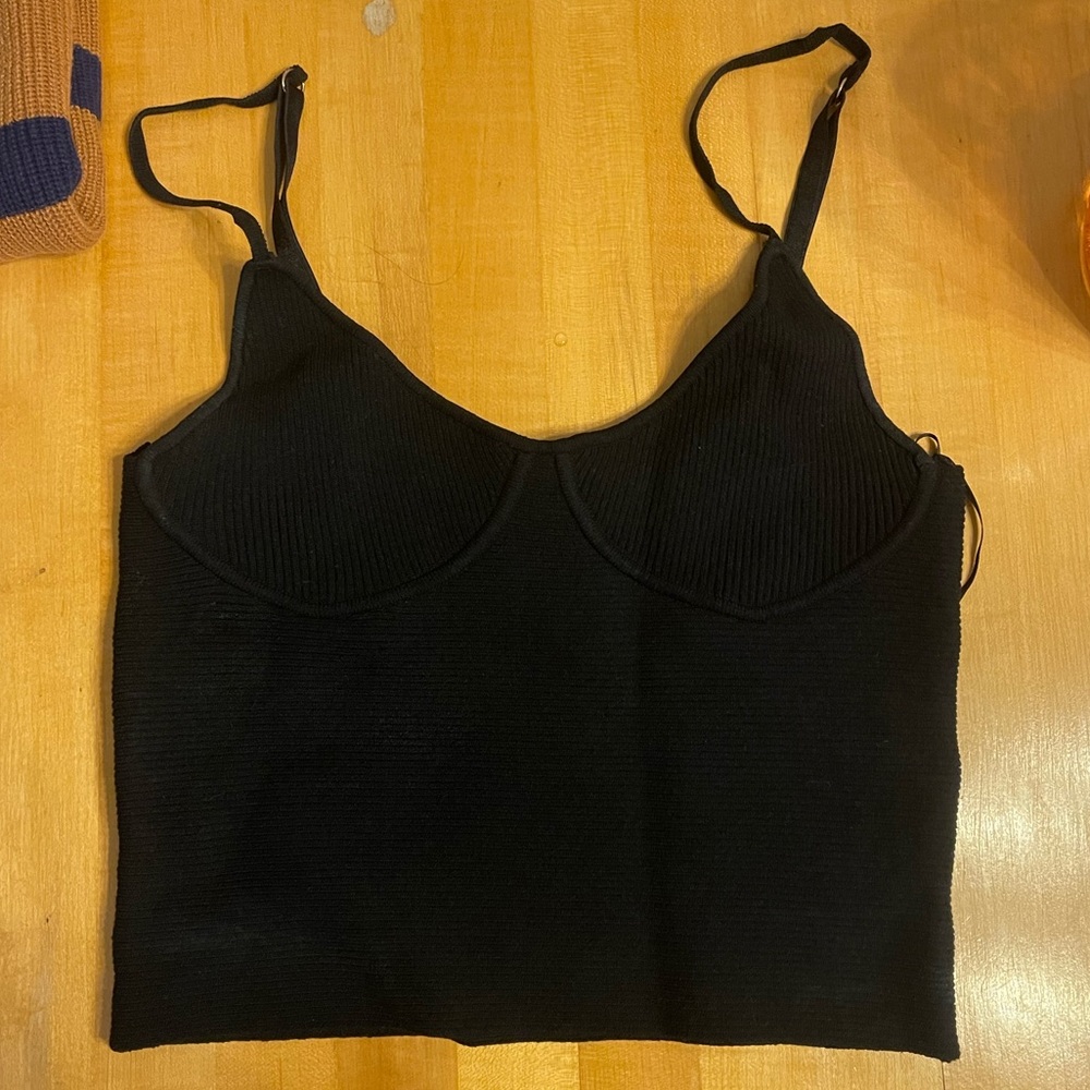 Anthropologie 525 Black Ribbed Crop Top